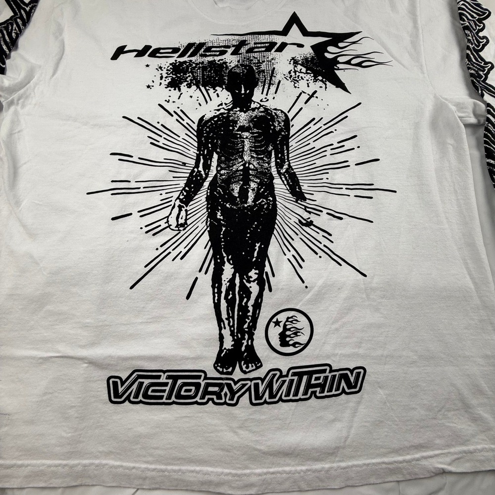 Hellstar Victory Within Long Sleeve Shirt White XXL Overseas Fall 2023 Exclusive - Picture 2 of 11